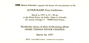 Supertramp's Press Conference invite