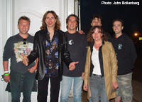 Vai backstage with fans at Arrow Rock Festival 2004 (photo: John Bollenberg)
